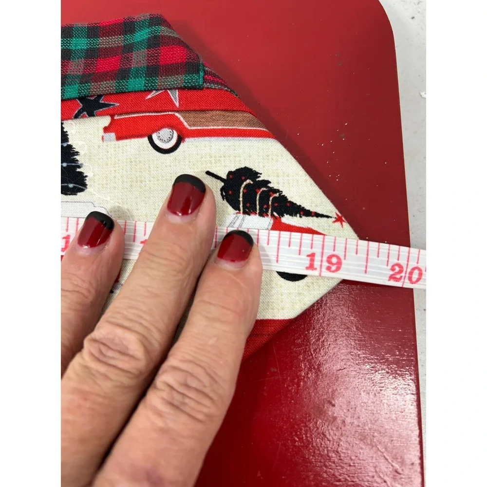 Small Table Runner & Tree Cookie Cutter Christmas Plaid Truck Santa Van Wagon